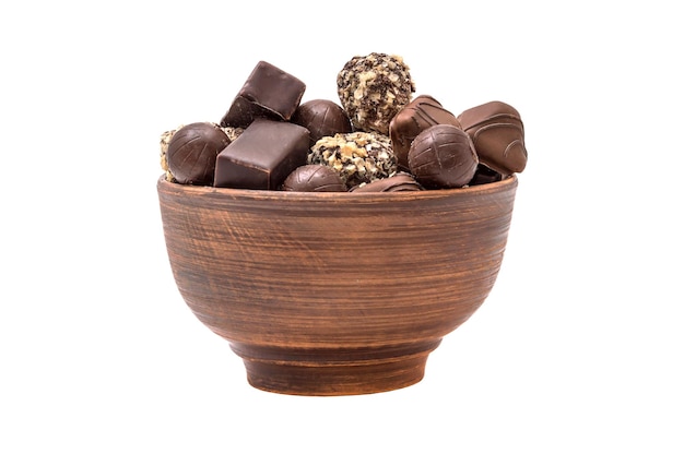 Photo full bowl of chocolate candies