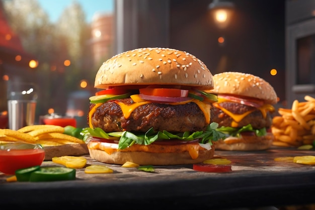 Full burger ultra realistic image AI