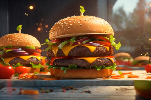 Full burger ultra realistic image AI