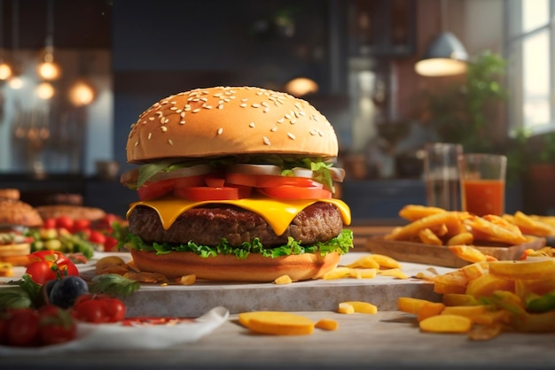 Full burger ultra realistic image AI