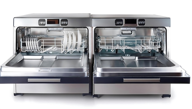 Photo full depth of field in clipping path for compact dishwashers small dishwashers isolated wi