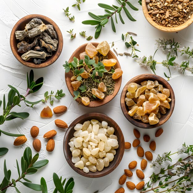 A full frame of baked frankincense and almonds was placed on the table