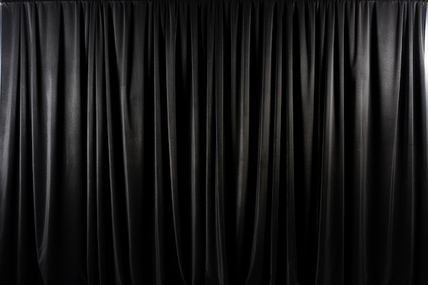 Full frame of folded black curtain