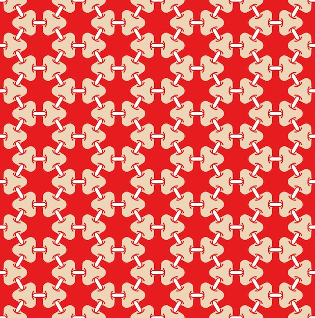 Full Frame Illustrated Seamless Pattern of Connected Chain Links on Red Background