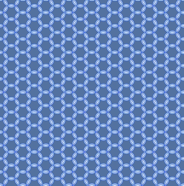 Full Frame Seamless Illustrated Circular Chain Pattern on Blue Background