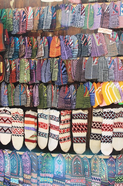 Full frame shot of multi colored socks in store