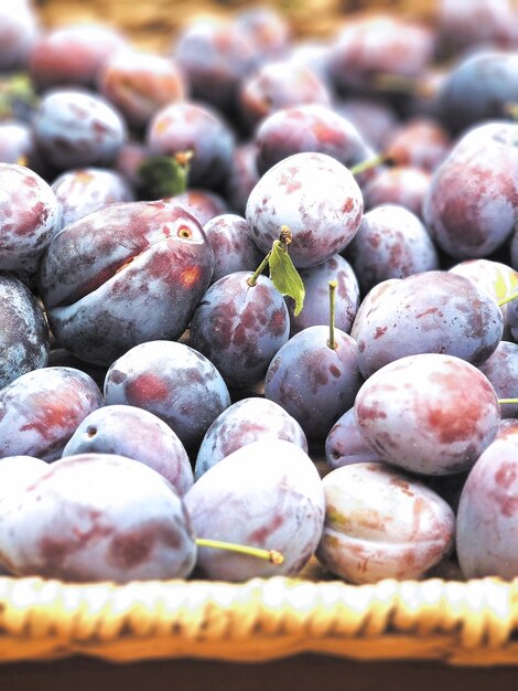 Full frame shot of plums for sale at market stall