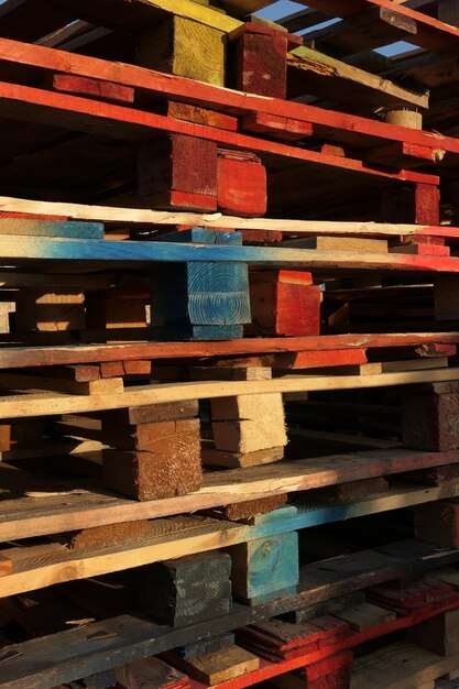 Photo full frame shot of wooden pallets