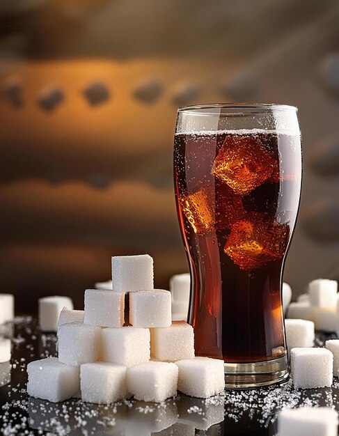 Photo a full glass of beer next to some white sugar cubes