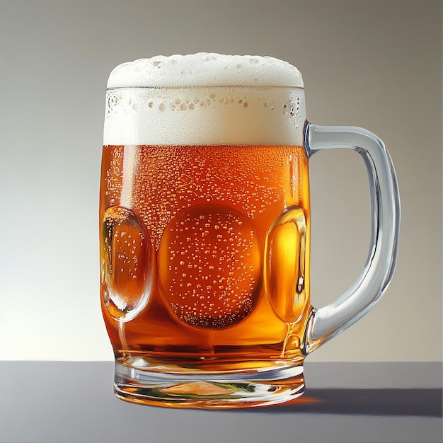 a full glass of beer with bubbles on the top