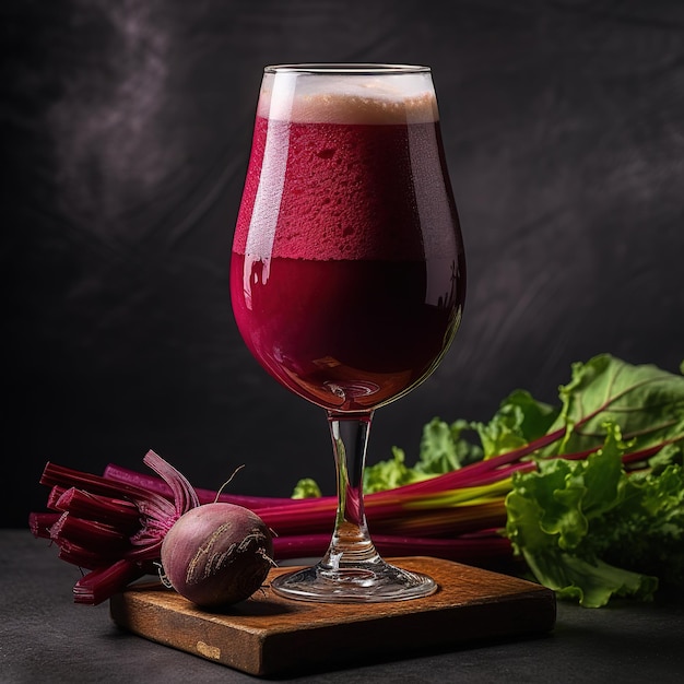 A full glass of dark ale Smoothies Vegetable freshly made cocktail Beet Red IPA Beetroot Pale Ale