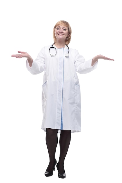 In full growthfriendly female doctor with a stethoscope