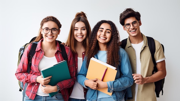 Full length of happy college students walking together on campus