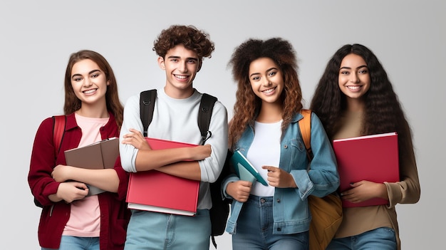 Full length of happy college students walking together on campus