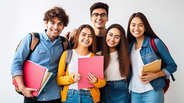 Full length of happy college students walking together on campus