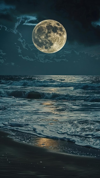 Full moon beach astronomy shoreline