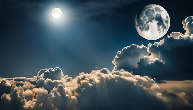 Photo the full moon between clouds