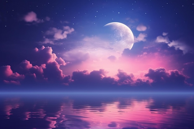 Full moon cloudy night sky aesthetic background