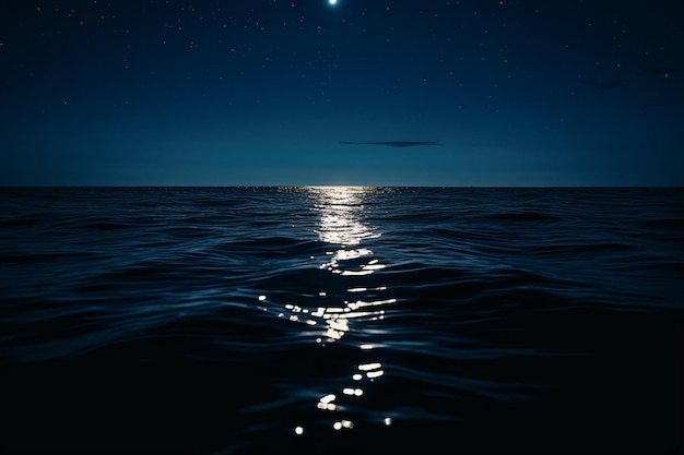 Photo full moon illuminates ocean under night sky reflecting on water aig