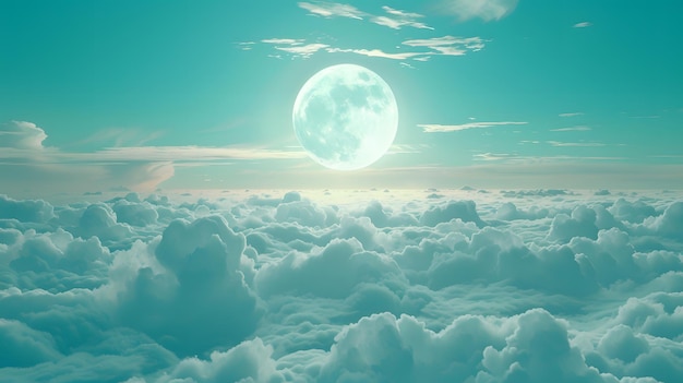 a full moon is above the clouds with the moon above it