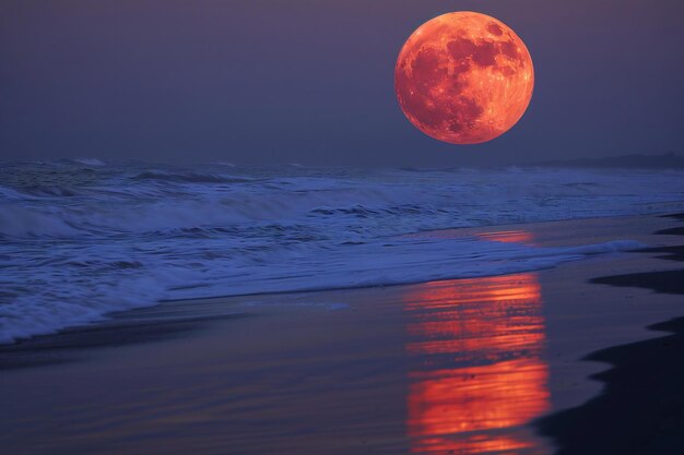 Photo a full moon is reflected in the water