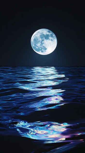 Photo a full moon is reflected in the water