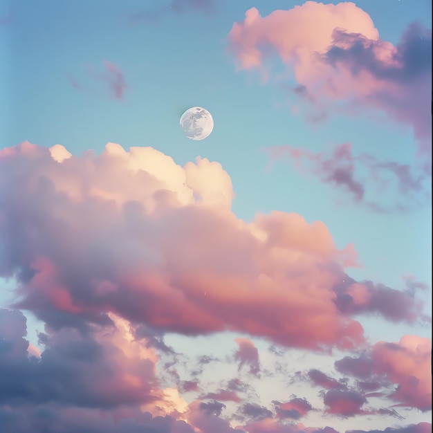 a full moon is seen in the sky with clouds