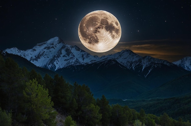 a full moon is seen in this image