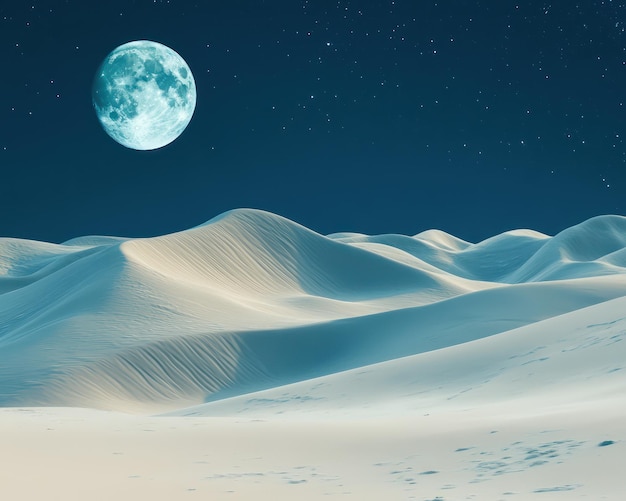 Photo a full moon is shining on a dune in the desert