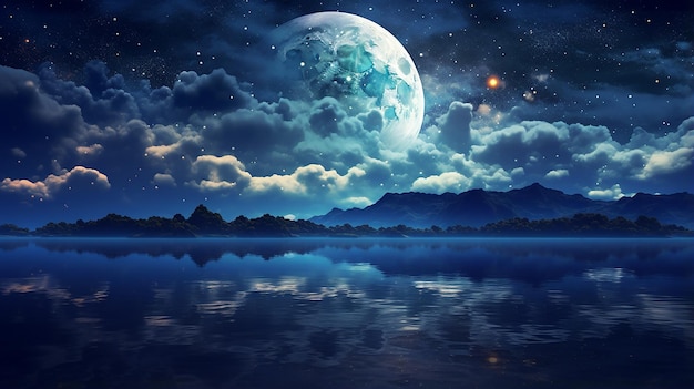 full moon in night sky beautiful background