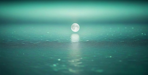 Photo full moon reflecting on a calm teal sea