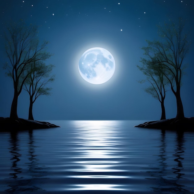 Full moon over a river