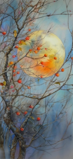 The Full Moon's Vibrancy Through a Glass Ball HandTinted by a Naturalist