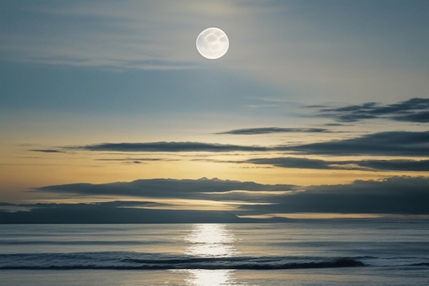 Photo full moon on seascape to night