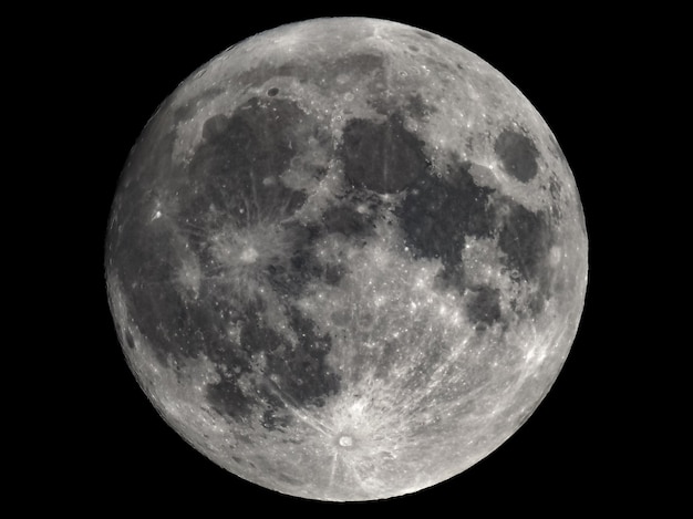 Full moon seen with an astronomical telescope