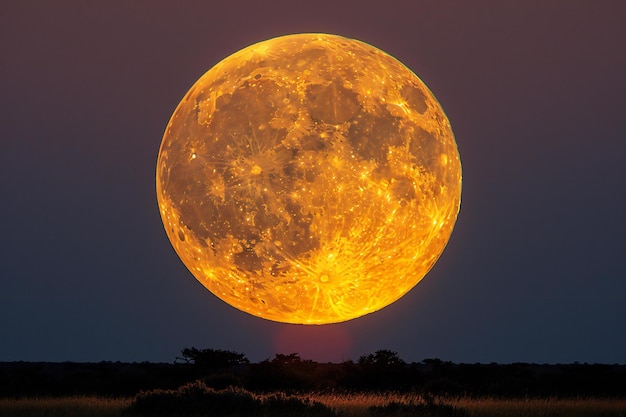 A full moon setting over the south african lowveld with a subtle pastel sky