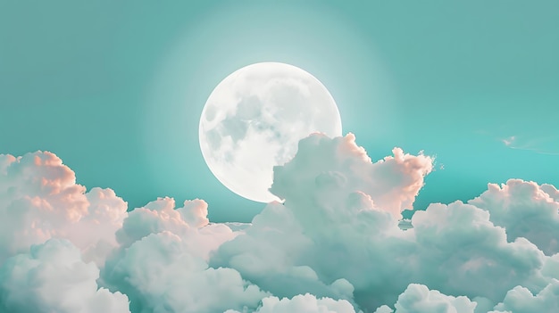 Photo a full moon in the sky with clouds