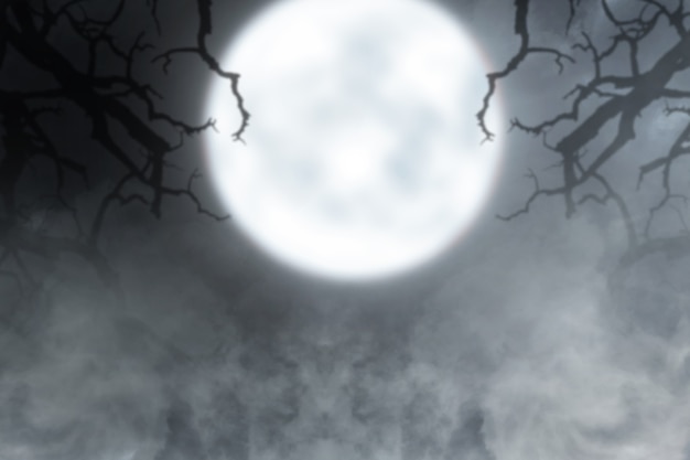 Full moon with dark cloudscapes on the night. Halloween concept