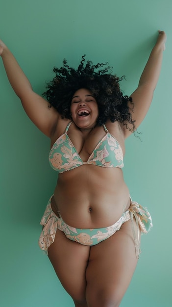 Full Photo of a PlusSize girl Laughing and Dancing