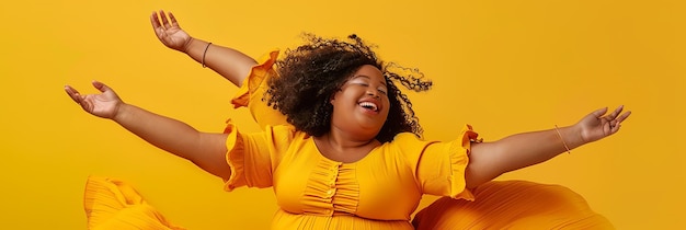 Full Photo of a PlusSize girl Laughing and Dancing