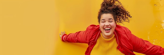 Full Photo of a PlusSize girl Laughing and Dancing