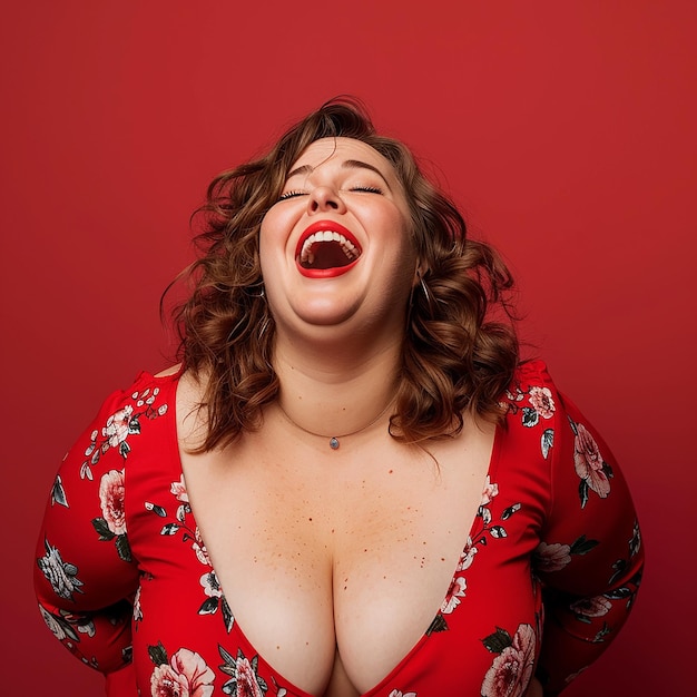 Full Photo of a PlusSize girl Laughing and Dancing