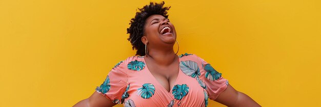 Full Photo of a PlusSize Woman Laughing and Dancing