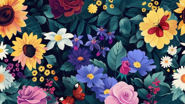 Full screen flowers illustrations background patterns