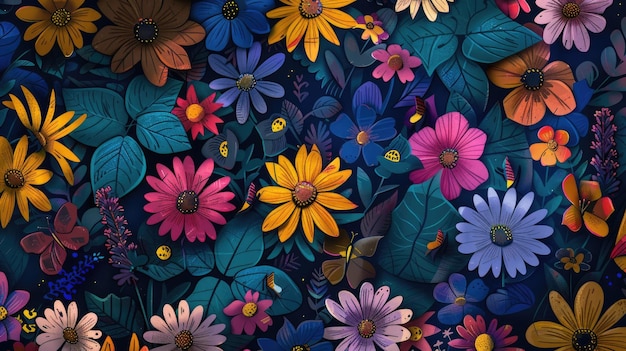 Full screen flowers illustrations background patterns