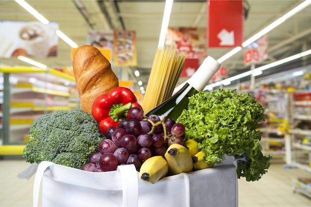 Full shopping  bag, isolated over  background