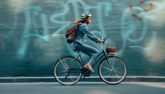 Photo full shot adult rider riding a cool sports bike