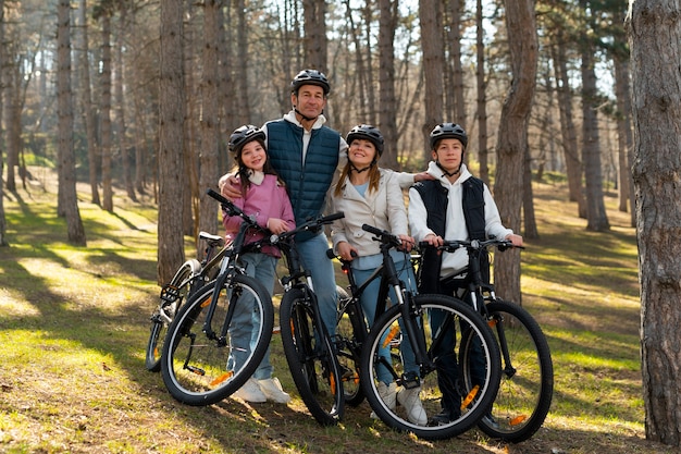 Full shot family cycling together