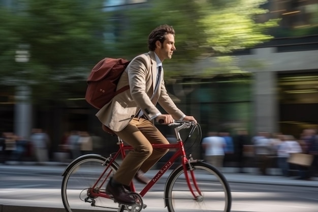 Full shot of man riding a bike