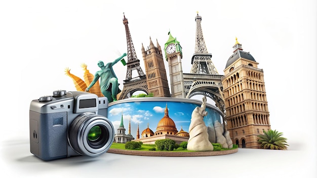 Photo full shot travel concept with landmarks